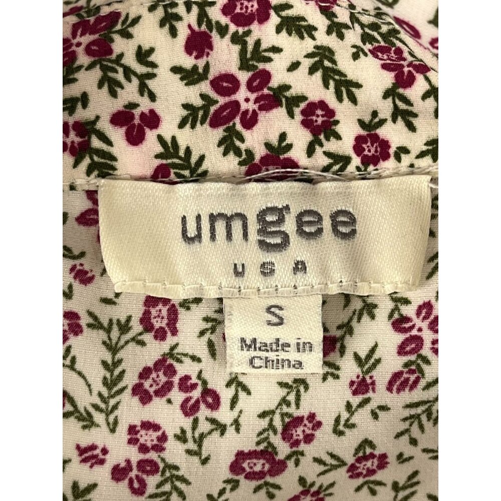 Umgee Women's Top S Cream Purple Floral Spring Baby Doll Flutter Sleeve Button - Picture 3 of 3